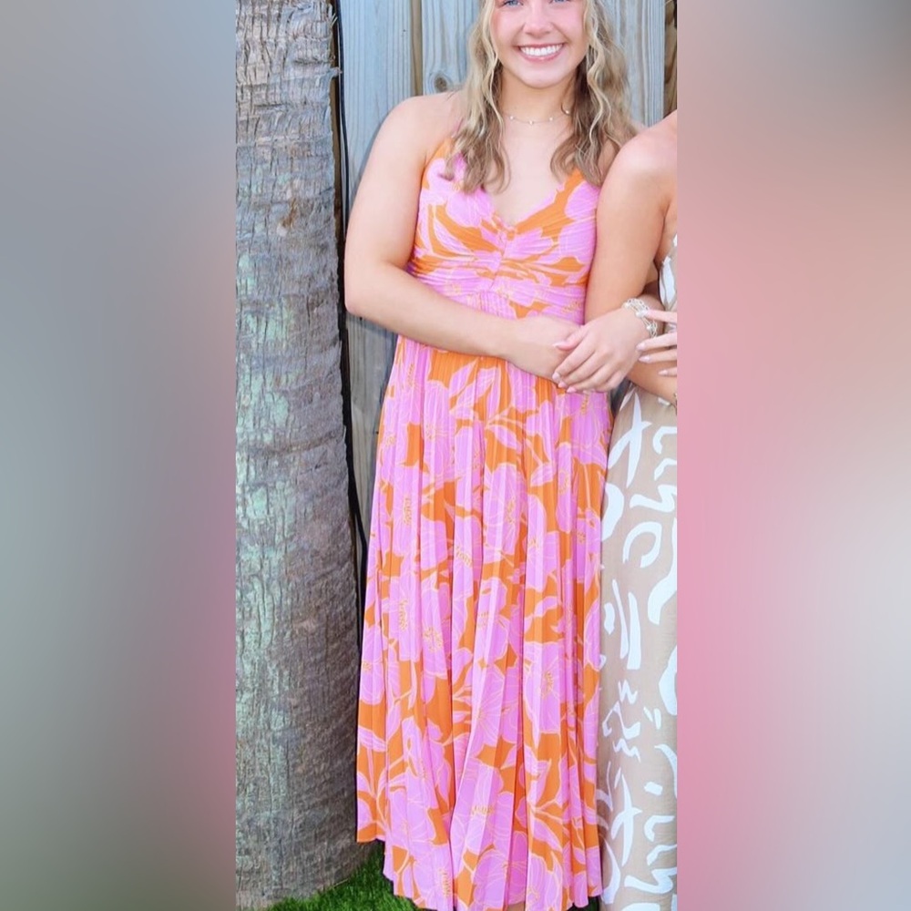 Orange and Purple floral Maxi Dress